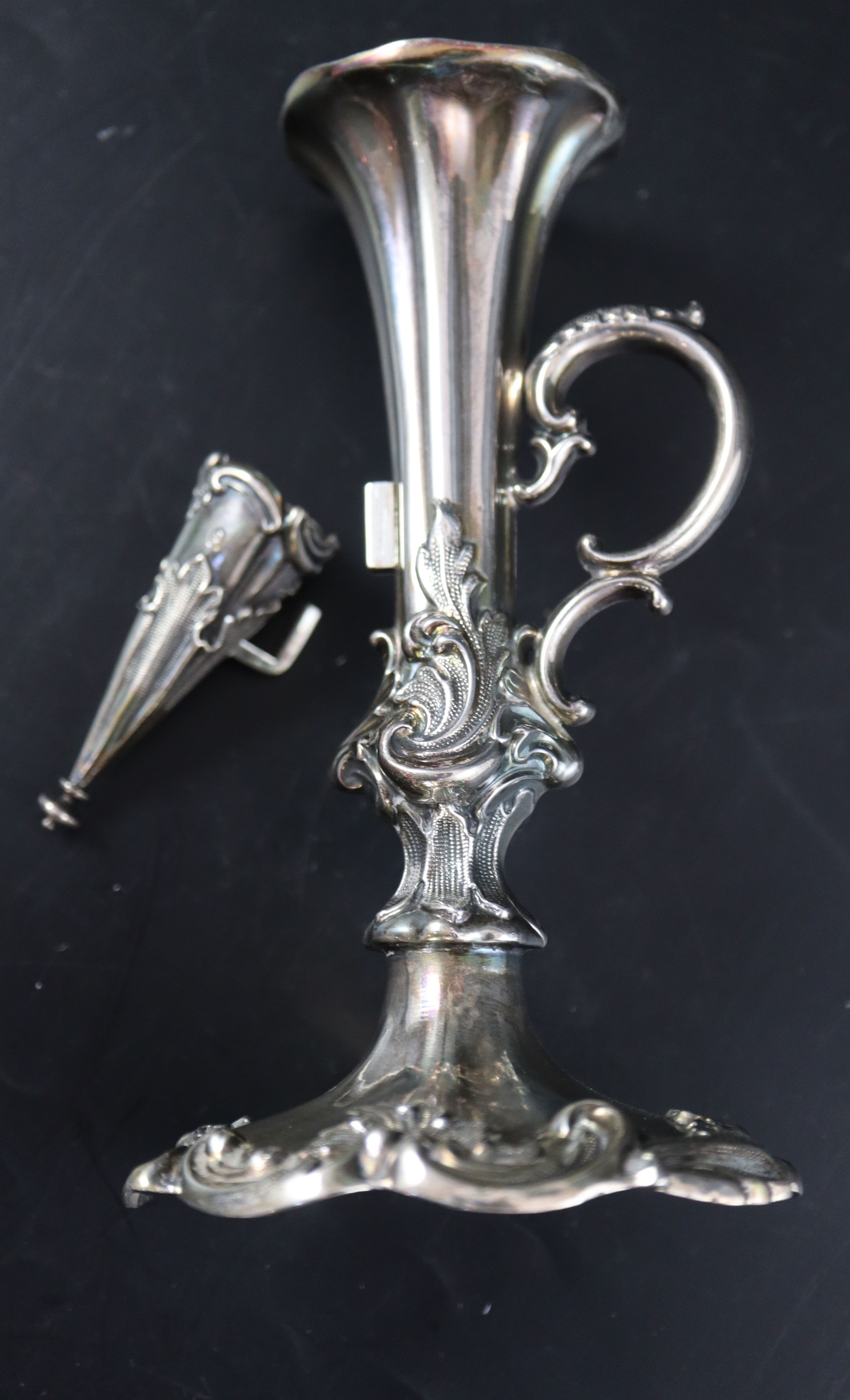 An ornate Victorian silver chamberstick, Henry Wilkinson & Co, Sheffield, 1842, snuffer 1839, 14. - Image 4 of 7