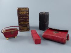 A group of early 19th century and later leather sewing cases including lady's