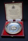 A Queen Elizabeth Silver Jubilee Coldstream Guards commemorative silver armada dish, London, 1977,