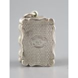 A Victorian silver rectangular vinaigrette, with engine turned ornament and ring, Frederick Marsden,