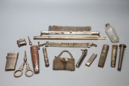 A group of 18th / 19th century silver and white metal sewing accessories including needle