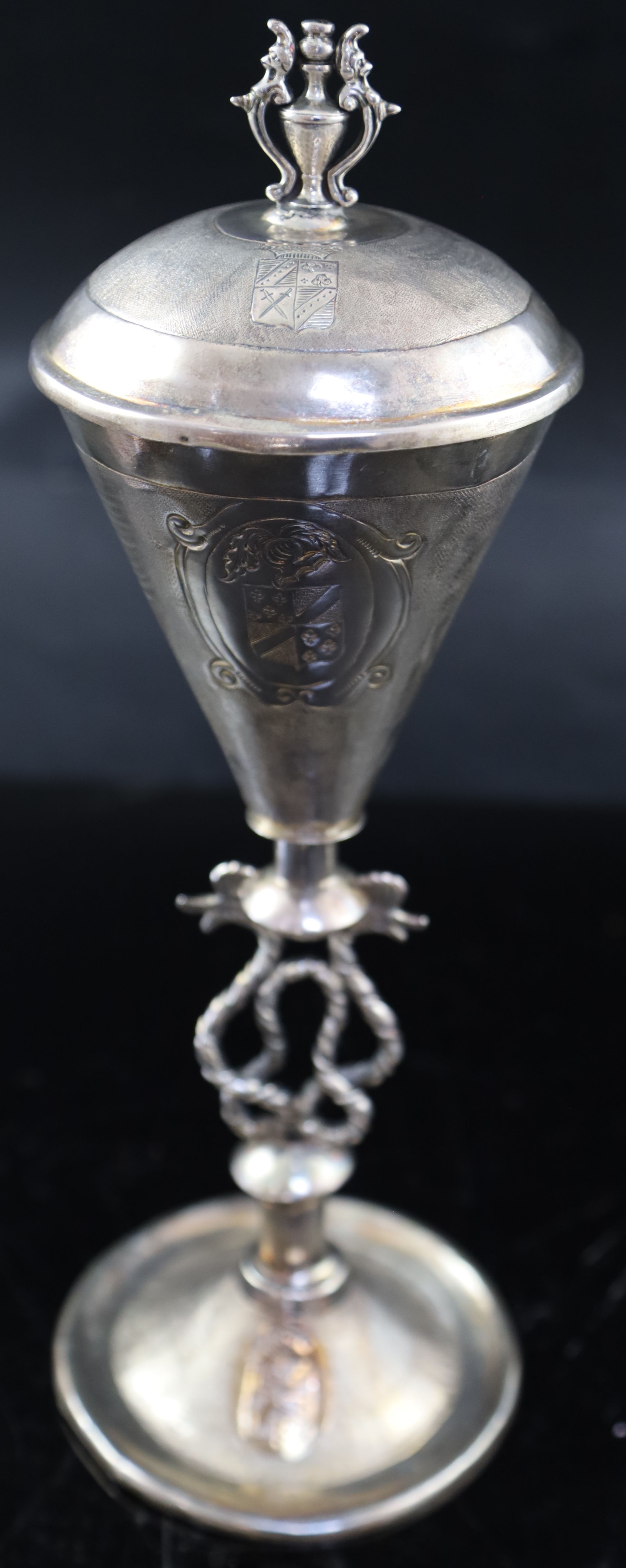 A Continental white metal cup and cover, 35.5cm, 14.5 oz, a 19th century two handled Old Sheffield - Image 16 of 17