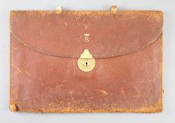 A leather attache case, the property of Lady Doreen's father the sixth Marquess of Sligo, with S