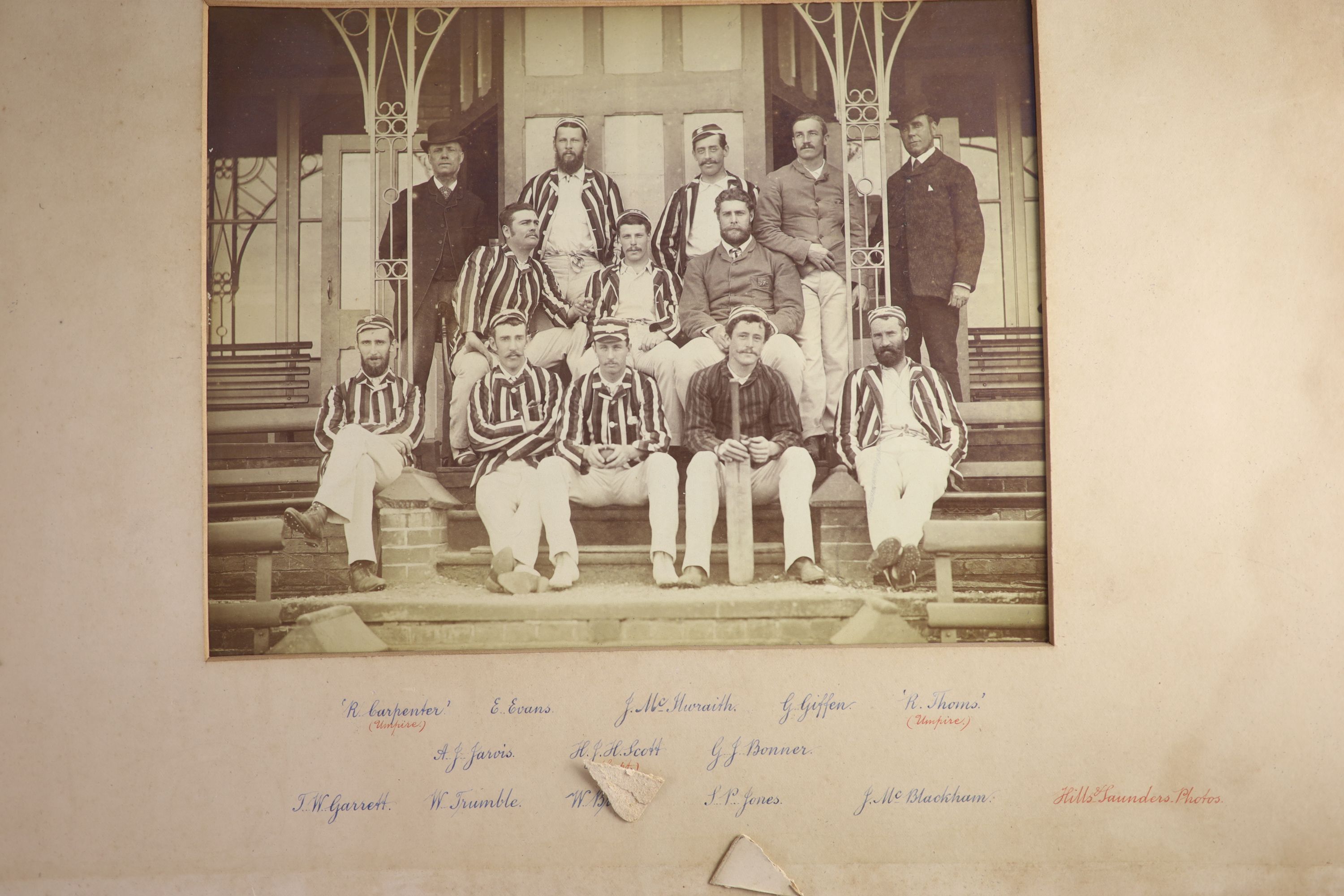 A set of three photographs of the Cambridge University Cricket 11 v Australians 1886, photographed - Image 3 of 9