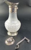 A Victorian silver mounted cut-glass claret jug, with hobnail and slice-cut decoration, Edward