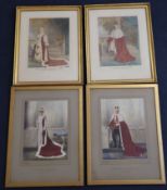 Two pairs of hand tinted photographs of Henry Ulick de Burgh, 7th Marquess of Sligo and Agatha,