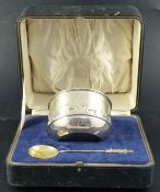 A George V cased silver 'Noah's Ark' bowl and spoon, William Hutton & Sons, Sheffield, 1923, 7oz.