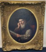19th century Flemish Schooloil on canvasPortrait of a 17th century gentleman seated reading a