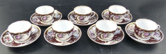 A set of seven Continental porcelain tea cups and saucersCONDITION: Cups with light wear to
