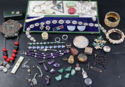 A collection of assorted costume jewellery etc., including two Danish white metal and enamel