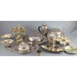 A group of assorted plated wares including a William IV plated egg cruet with gilt