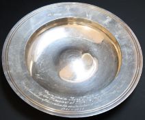 A modern silver Armada dish, by Garrard & Co, London, 1986, with presentation inscription to Lord