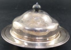 A George V silver muffin dish and cover with liner, George Howson, London, 1911/2, width 18.7cm,