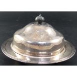 A George V silver muffin dish and cover with liner, George Howson, London, 1911/2, width 18.7cm,