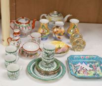 A quantity of Oriental and Oriental style porcelain including Satsuma and Noritake