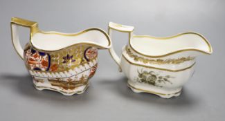 A Spode cream jug painted with Imari pattern 1495, and a Spode cream jug painted with sepia