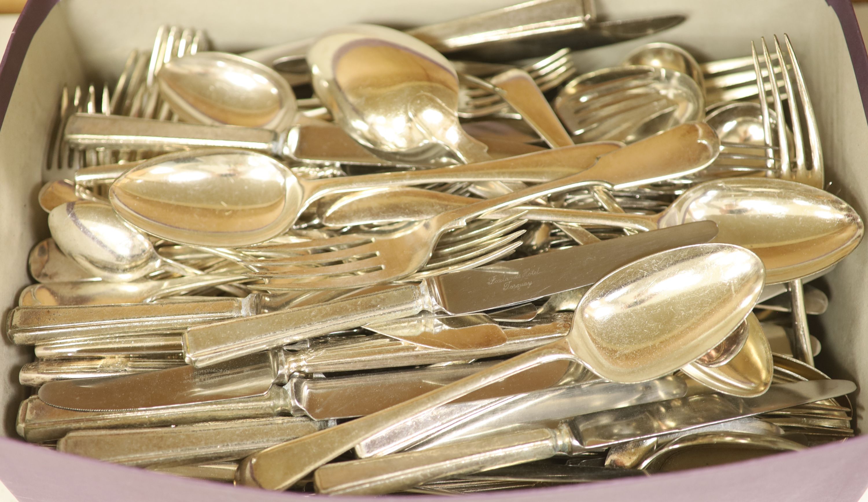 A quantity of silver-plated cutlery