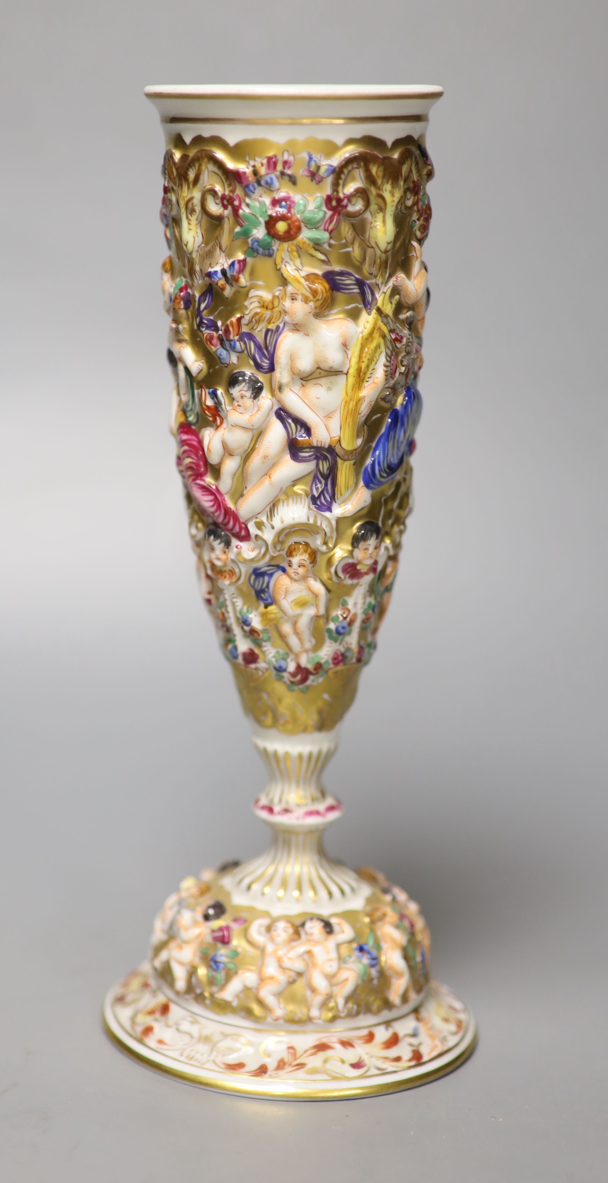 A 19th century Naples pedestal vase, height 24cm - Image 2 of 6