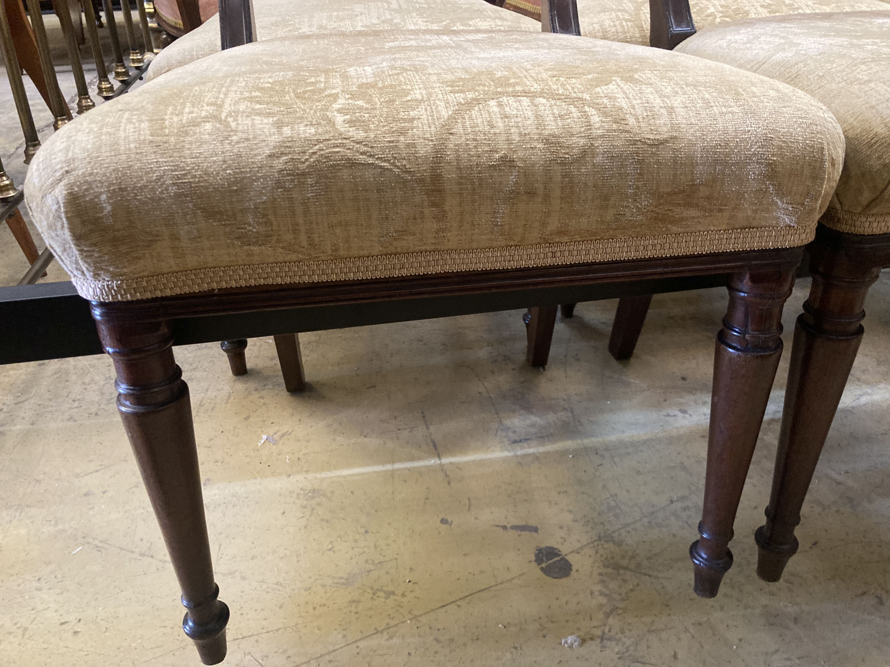 A set of six 19th century Dutch marquetry inlaid mahogany dining chairs - Image 2 of 4