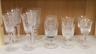 Twelve commemorative glass goblets