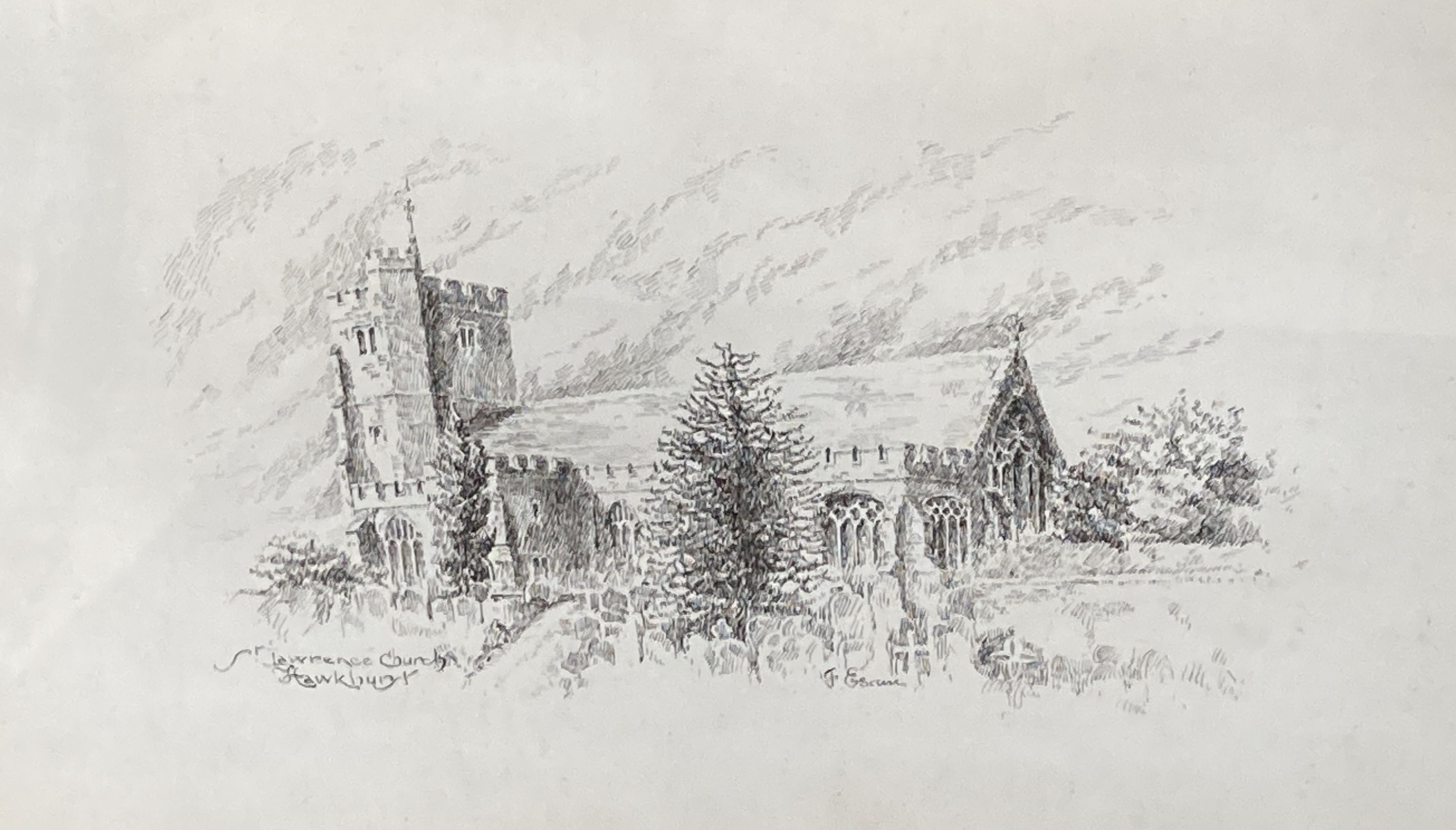 F. Esam c.1900, 5 pen and ink drawings: Highgate, Hawkhurst; Attwater; The Queen's Hotel, Hawkhurst; - Image 3 of 5