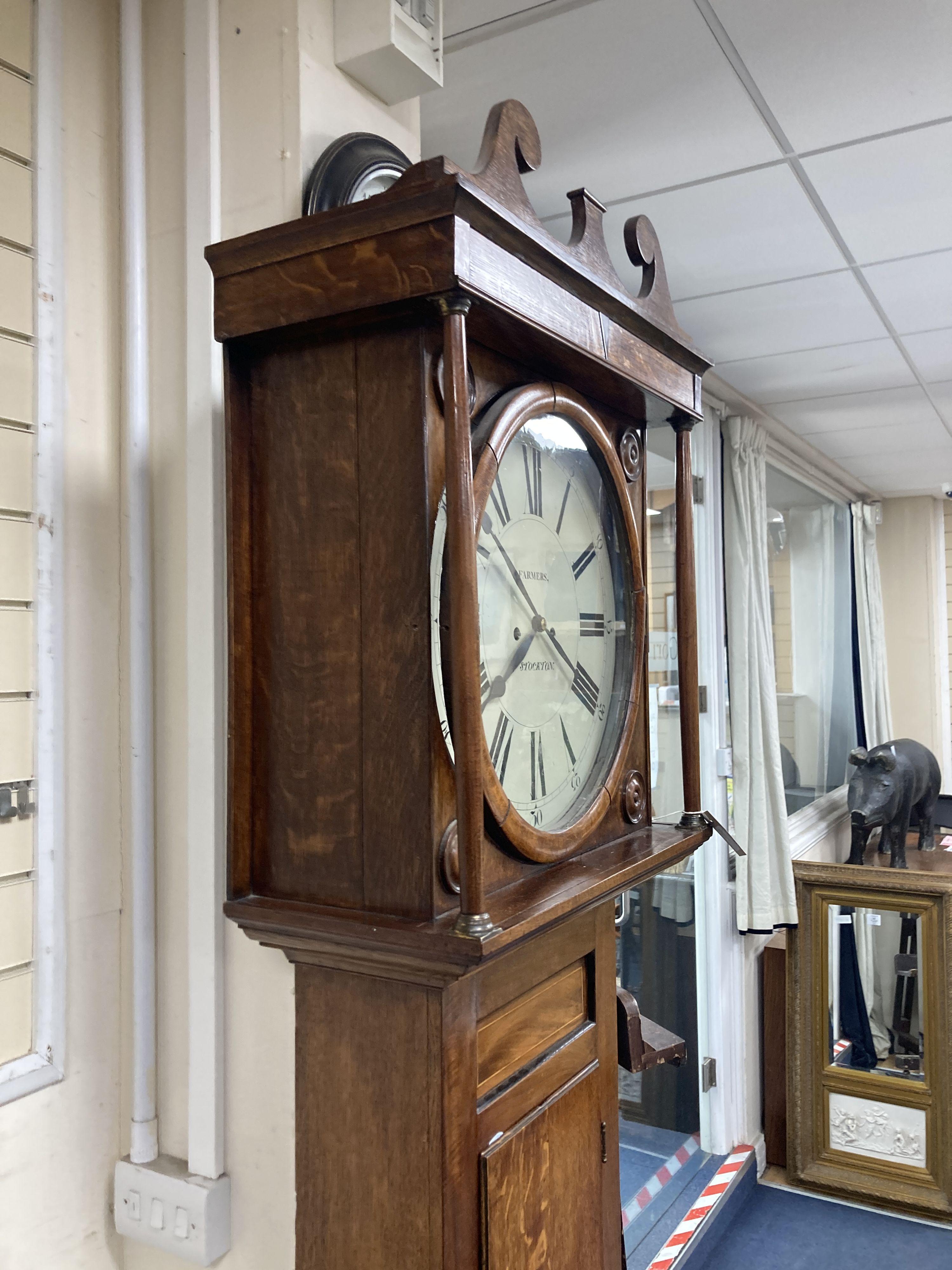 A Victorian oak longcase clock, height 226cm - Image 4 of 5