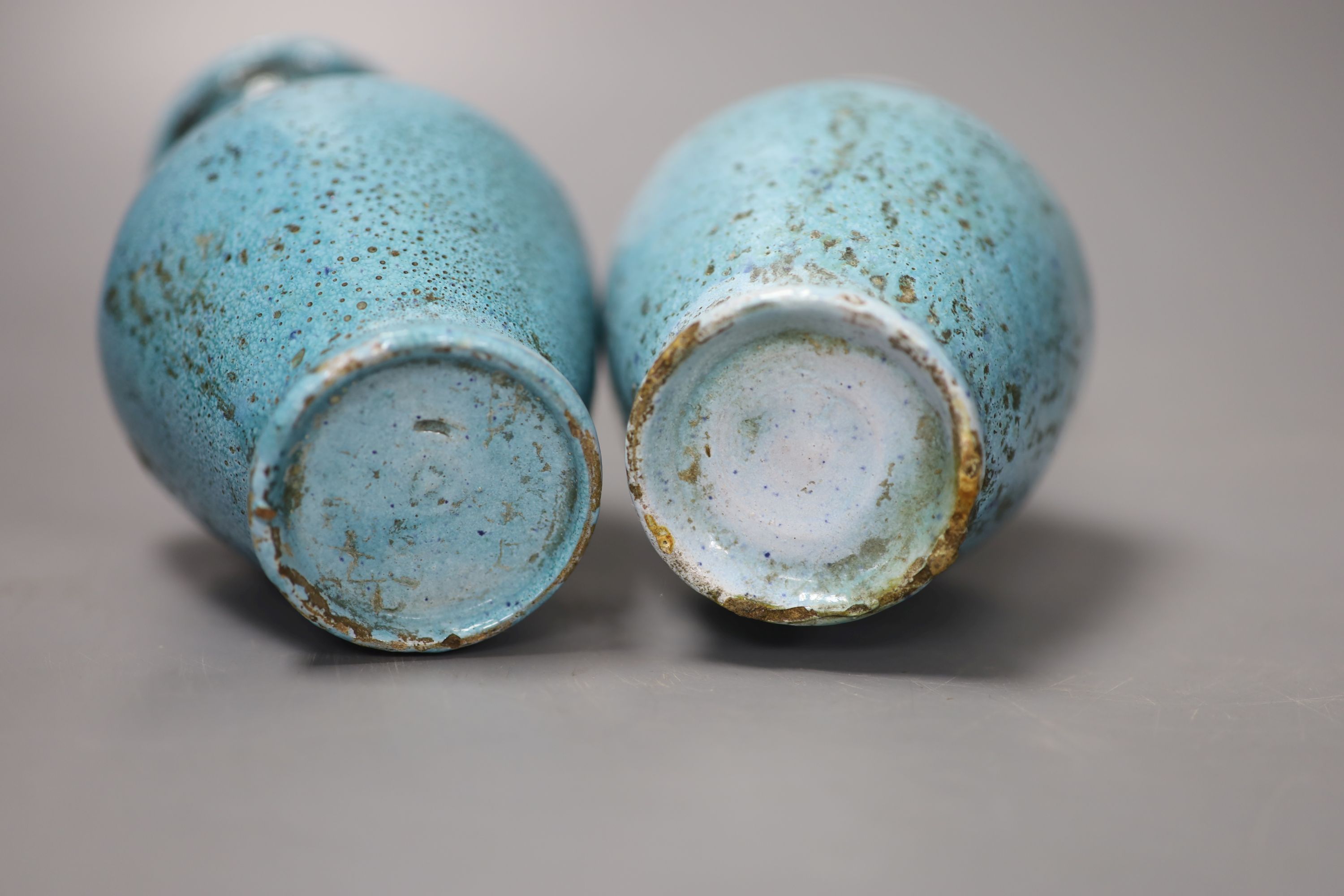 A pair of pale blue Eastern pottery vases, 16.5cm high - Image 5 of 5
