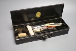 A Victorian Reeves & Son artist's paint box with mixed pen knives