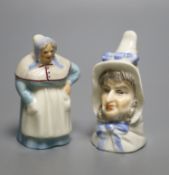 A Royal Worcester candlesnuffer of Mrs Caudle, date mark 1919 and a candlesnuffer of the French