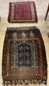 A Turkoman prayer rug and a Bokhara pattern prayer rug, larger 130 x 90cm