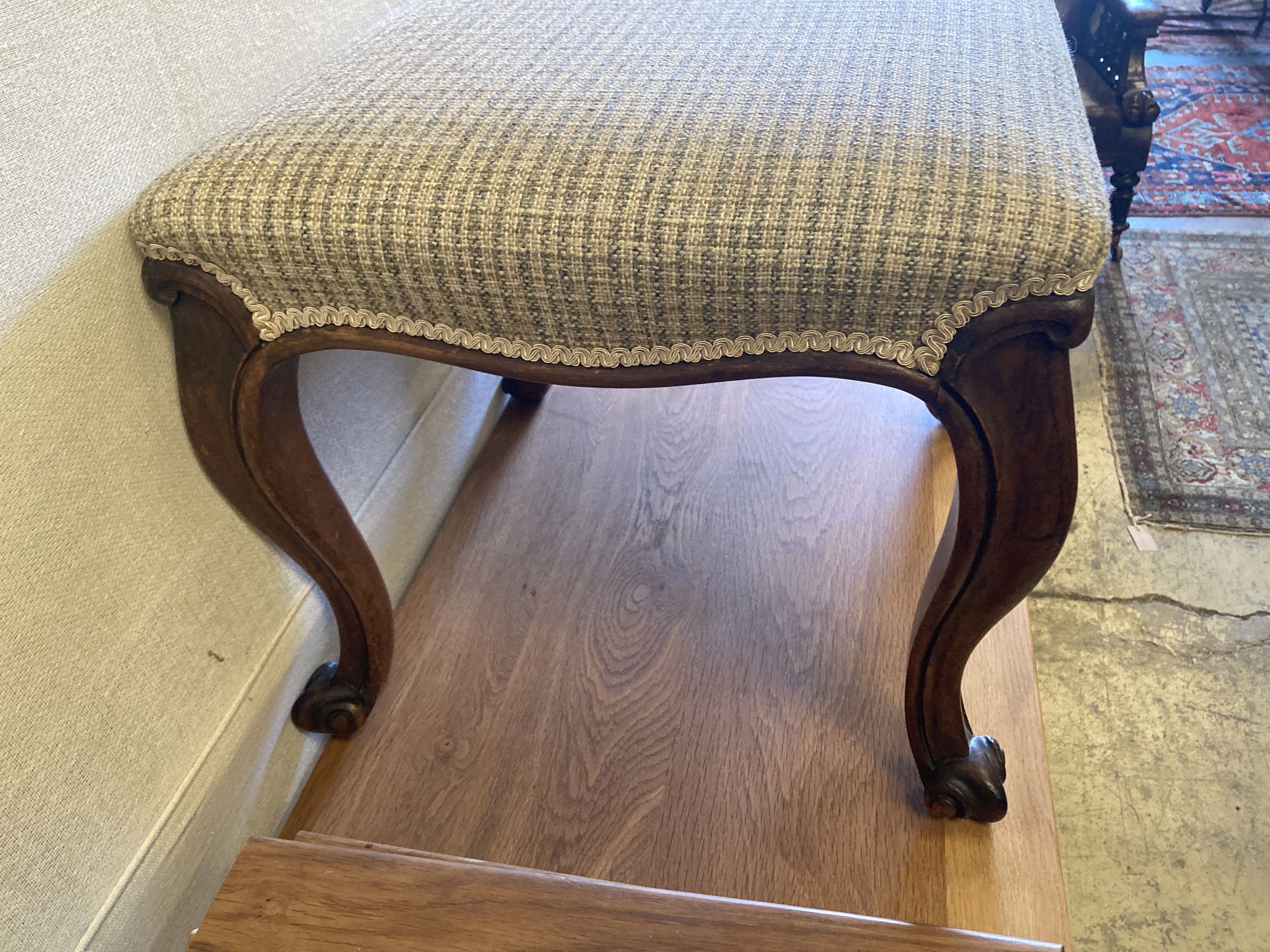 A Victorian rosewood dressing stool, length 48cm, depth 48cm, height 42cm - Image 4 of 4