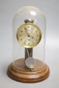 A Bulle electric mantel clock, under glass dome, overall height 28cm