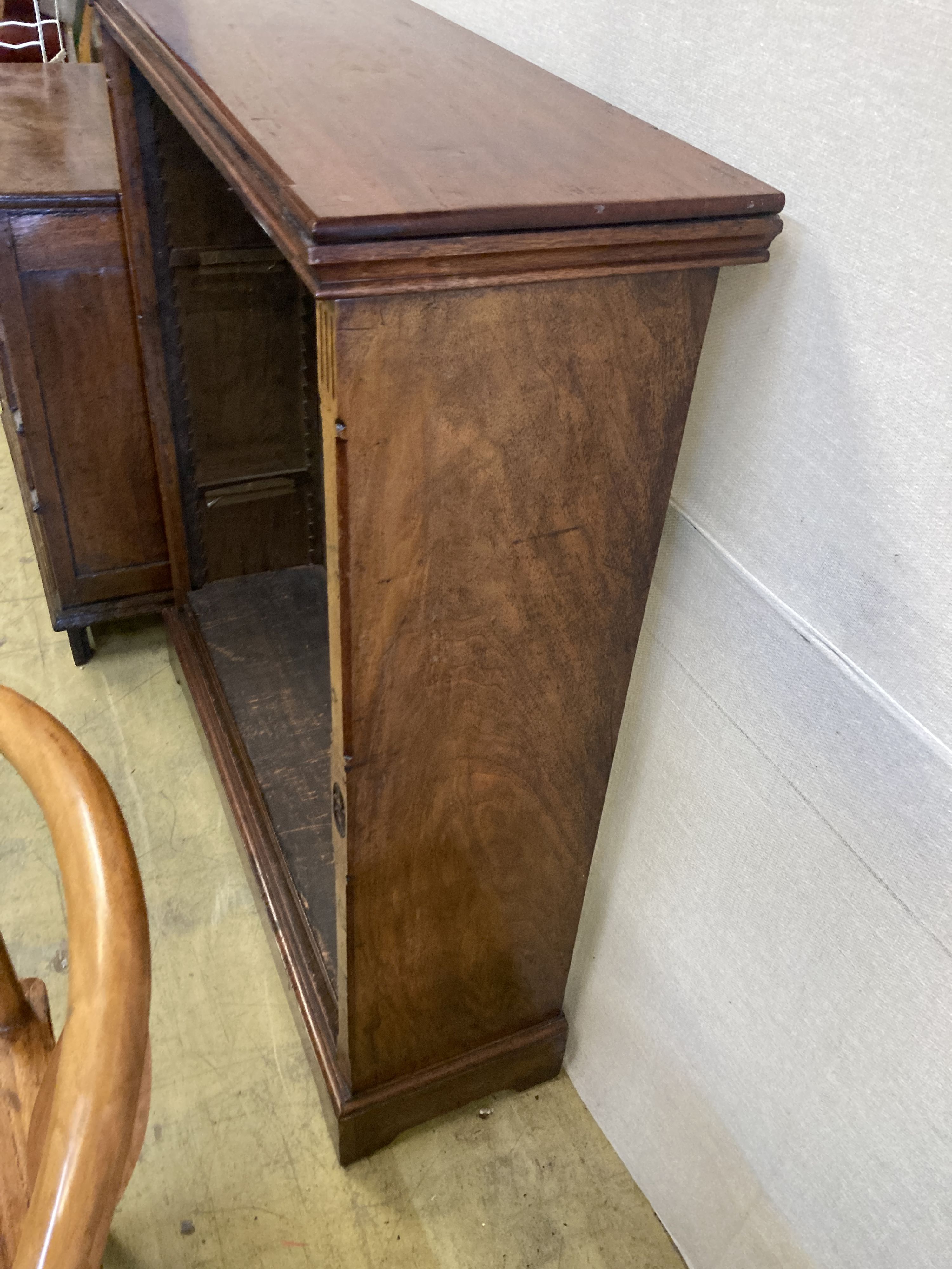 A 19th century walnut and mahogany open bookcase fitted two shelves, width 110cm, depth 35cm, height - Image 3 of 4