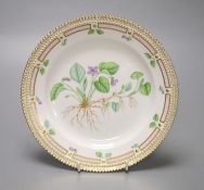 A Royal Copenhagen Flora Danica plate, bi-centennial 1790-1990 painted with Viola adorata L.,,