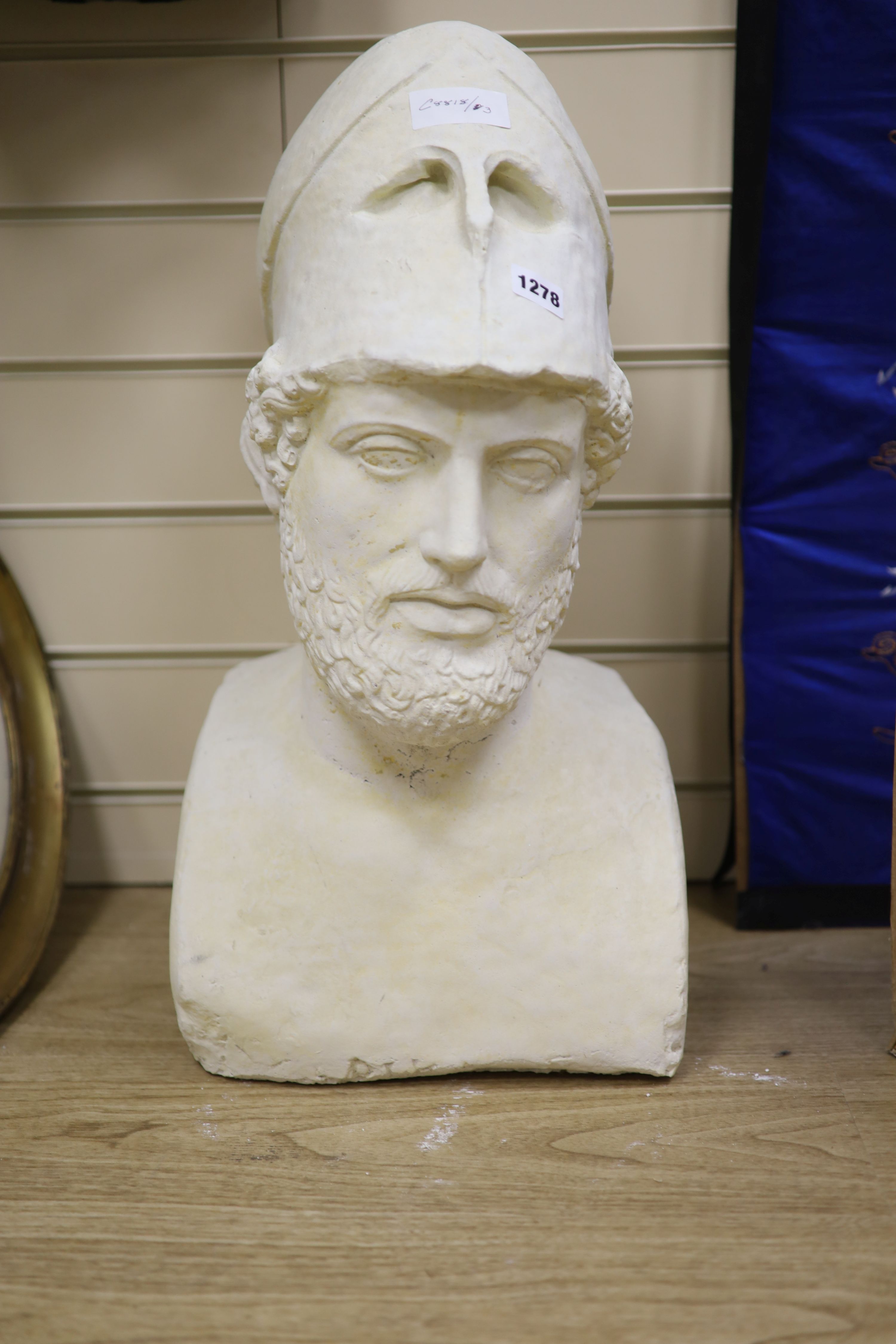 After the Antique. A cast limestone composite bust of a bearded gentleman - Image 3 of 3