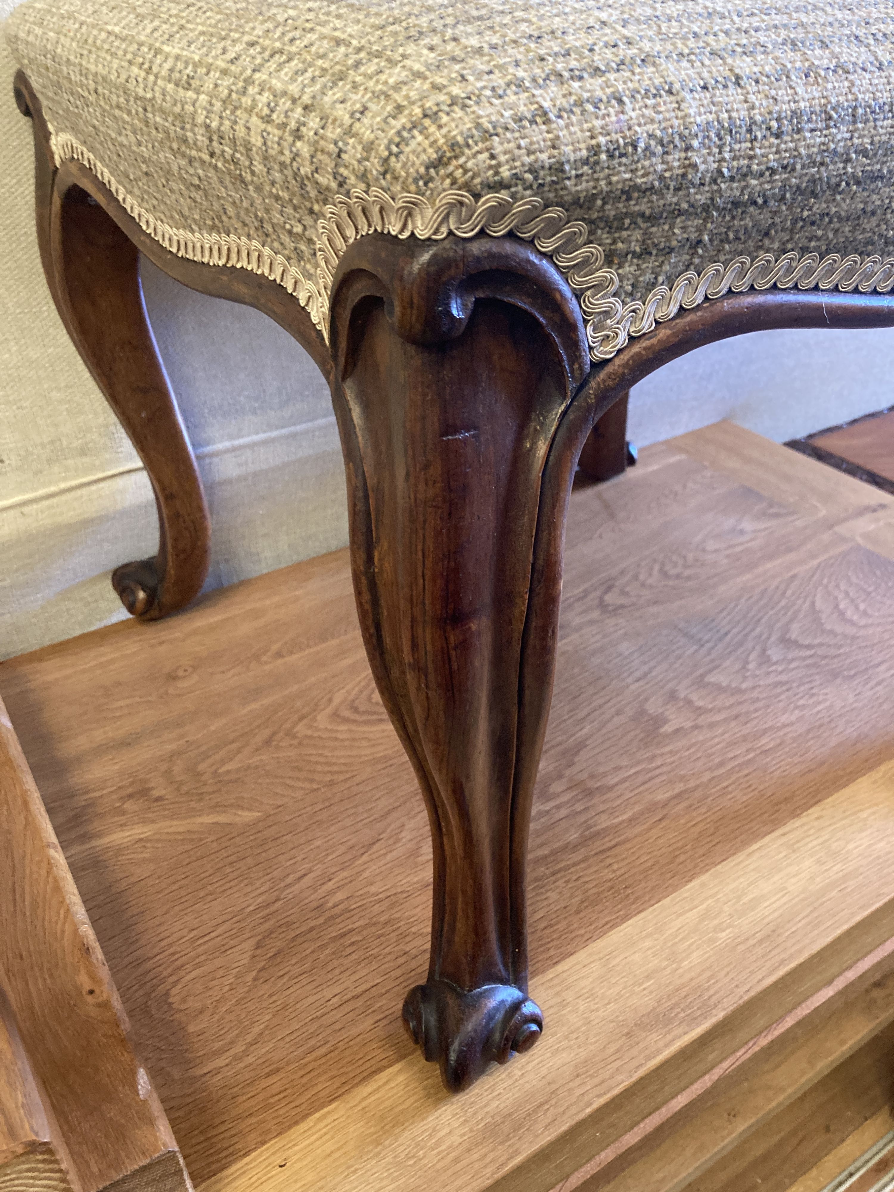 A Victorian rosewood dressing stool, length 48cm, depth 48cm, height 42cm - Image 3 of 4