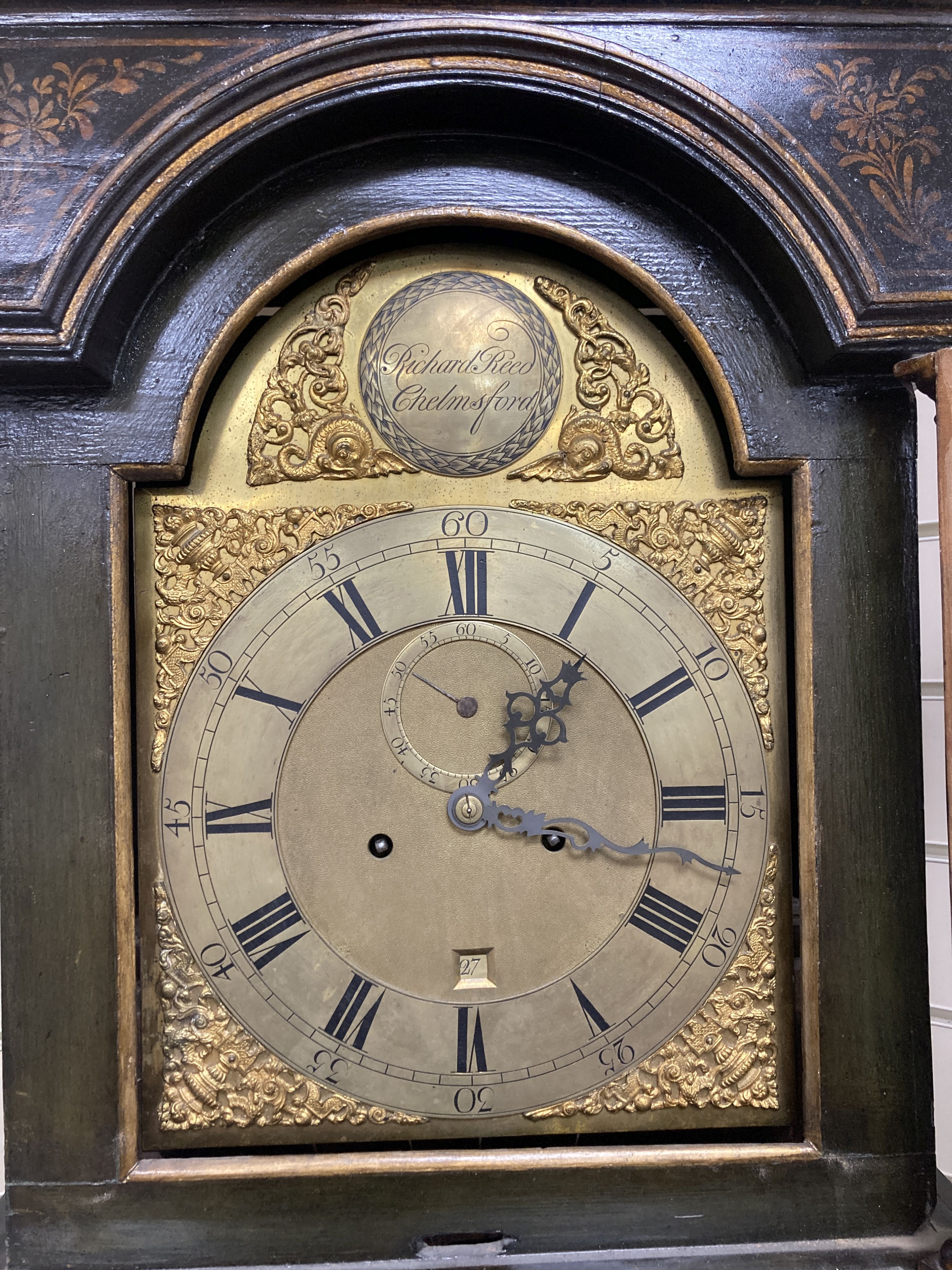A lacquered eight-day long case clock, Richard Read, Chelmsford, height 232cm - Image 2 of 5