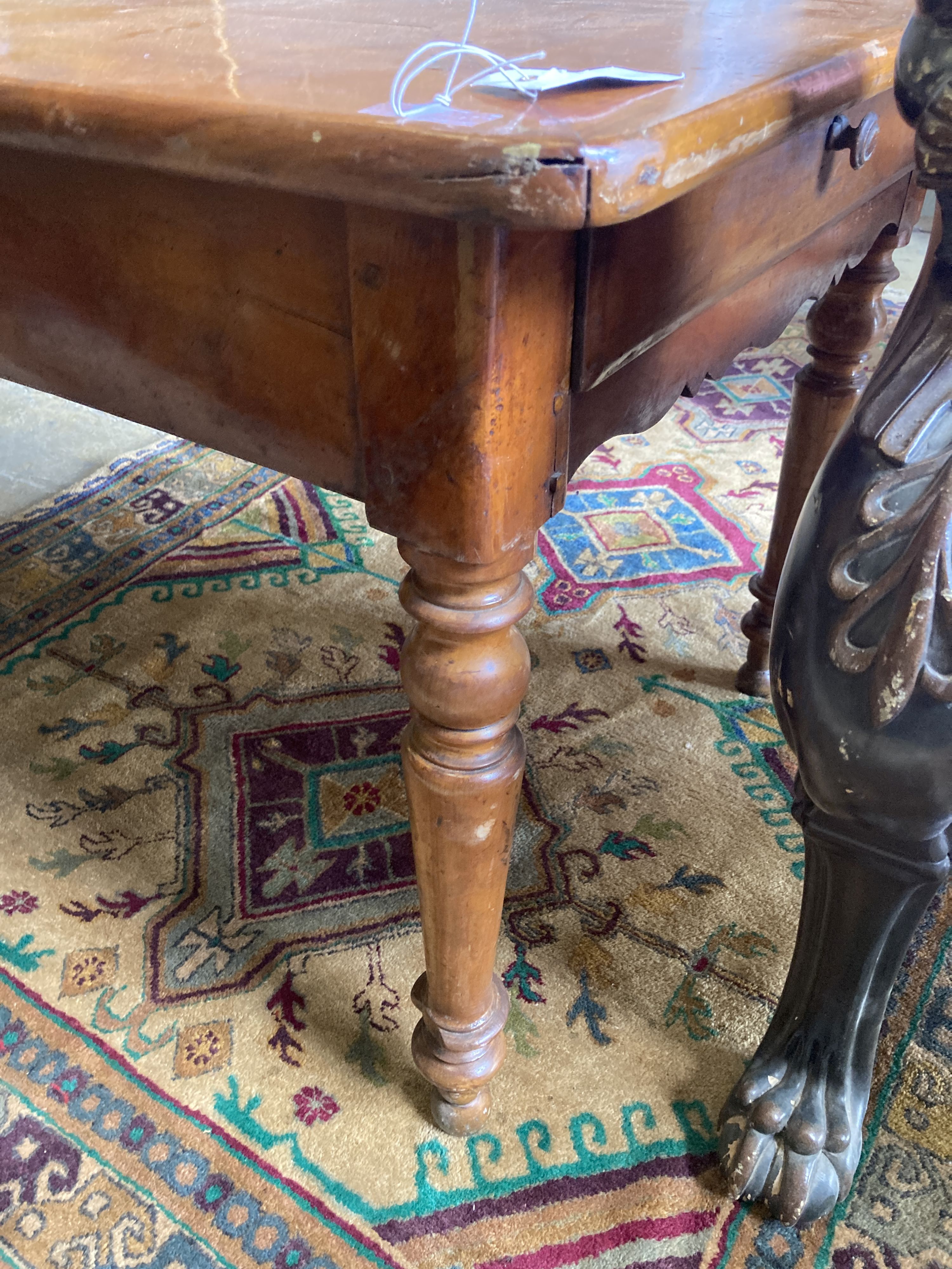 A 19th century French cherry farmhouse table, length 183cm, depth 82cm, height 73cm - Image 3 of 4