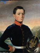 19th century French School, oil on board, Half length portrait of an army officer, 37 x