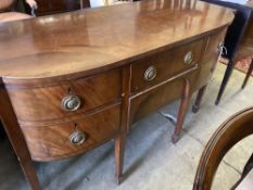 A George III mahogany bowfront sideboard, length 152cm, depth 65cm, height 92cm