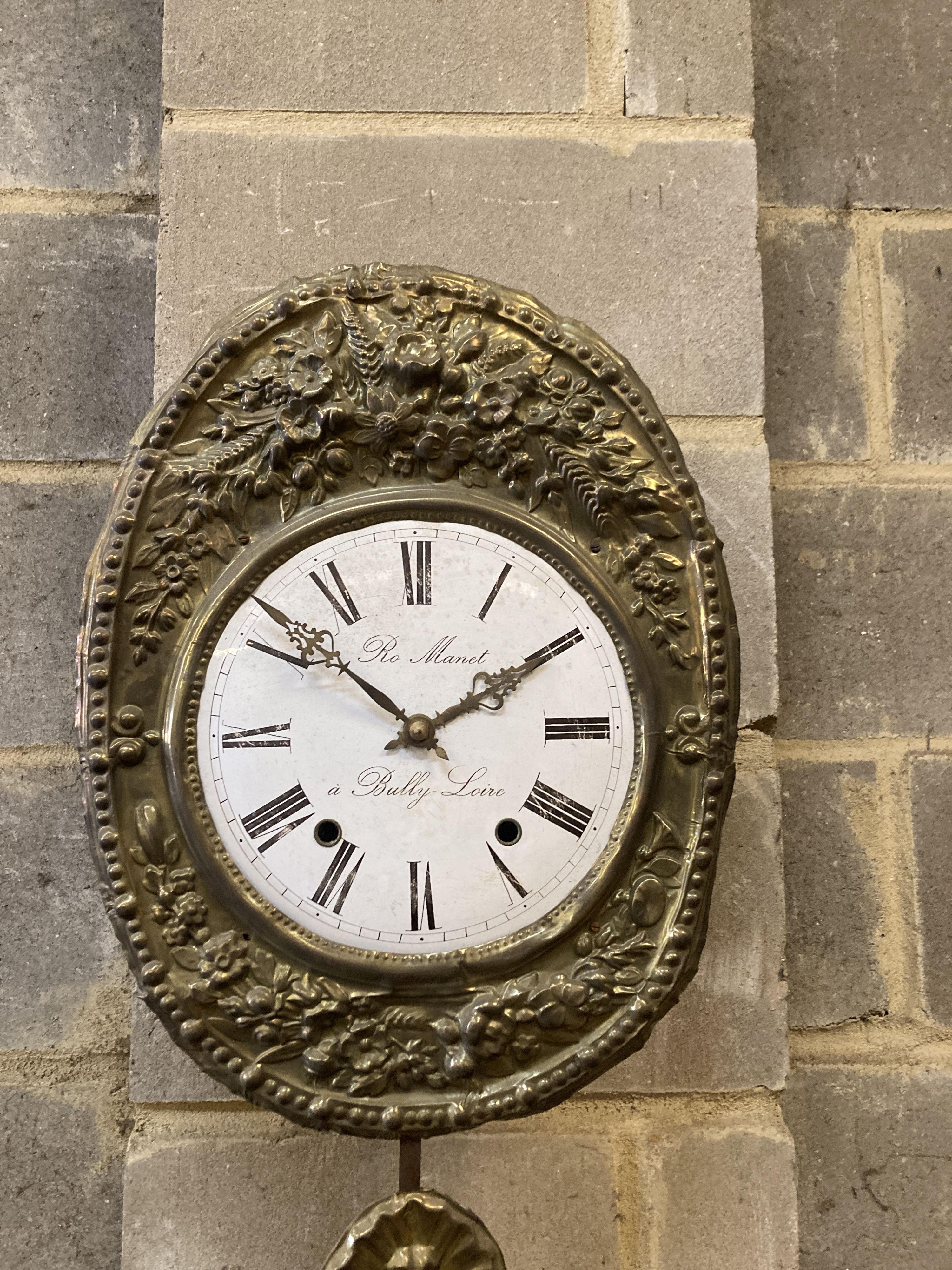 A 19th century French longcase clock dial and pendulum, dial 24cm diameter - Image 2 of 6