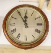 A mahogany cased electric dial slave wall timepiece, probably Synchronome, 38cm diameter