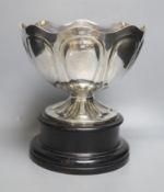 An Edwardian silver pedestal rose bowl, by Elkington & Co, London, 1903, diameter 26.1cm, of lobed