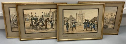 After Albert von Escher (Swiss 1839-1905). 'Basel-Stadt', a set of four framed military prints, 17 x