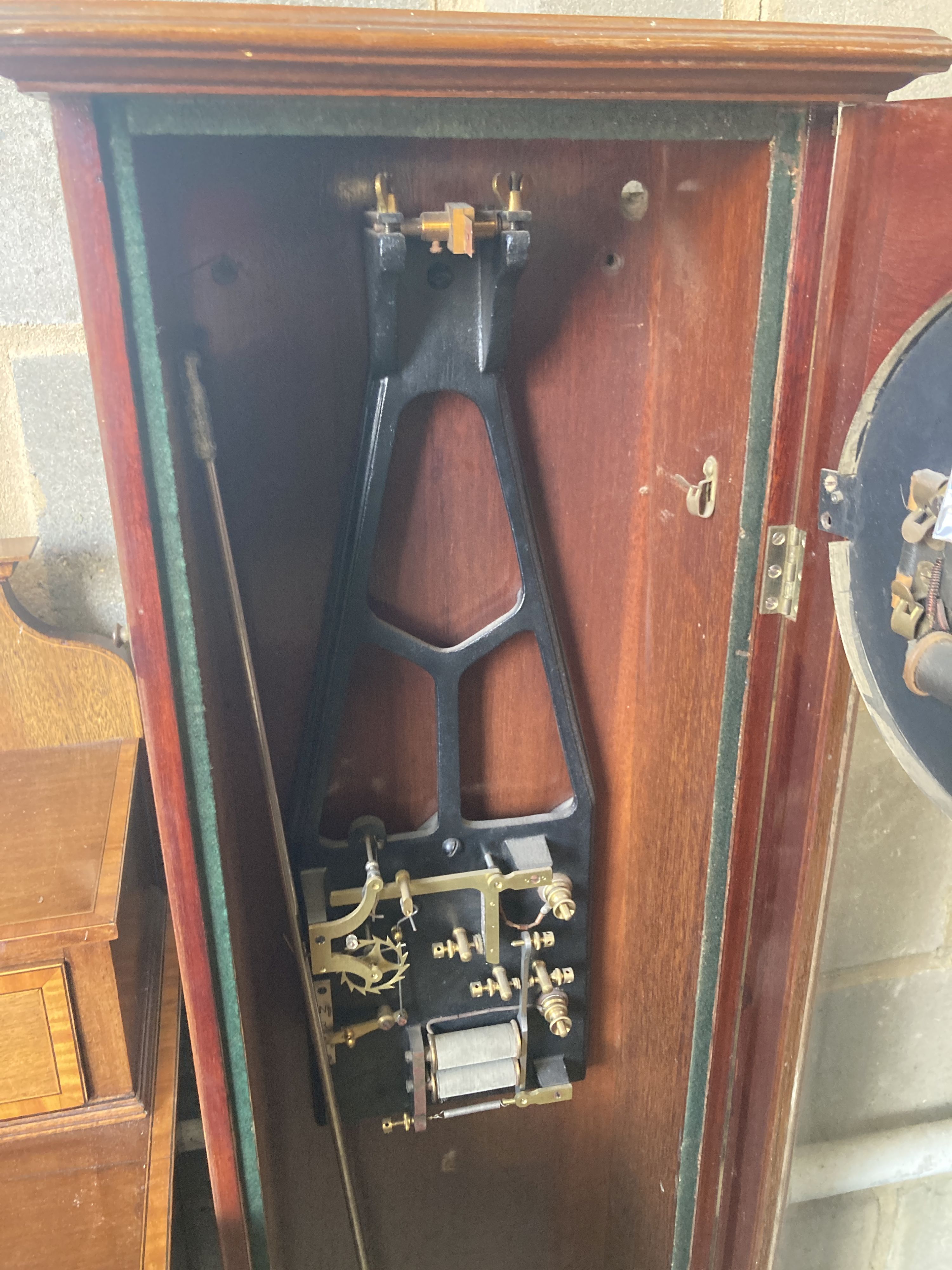 A Synchronome electric mahogany cased pendulum master timepiece, NRA C32, height 128cm - Image 4 of 6