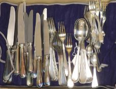 A canteen of Italian 800 standard white metal cutlery for six, comprising forty eight items,