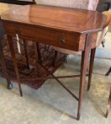 A George III Sheraton style inlaid mahogany side table of canted rectangular form, width 62cm, depth