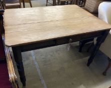 A Victorian rectangular pine kitchen table, fitted drawer, width 122cm, depth 87cm, height 75cm