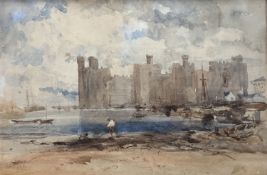 19th century English School, watercolour, View on Conway Castle, indistinctly signed and dated 1850,