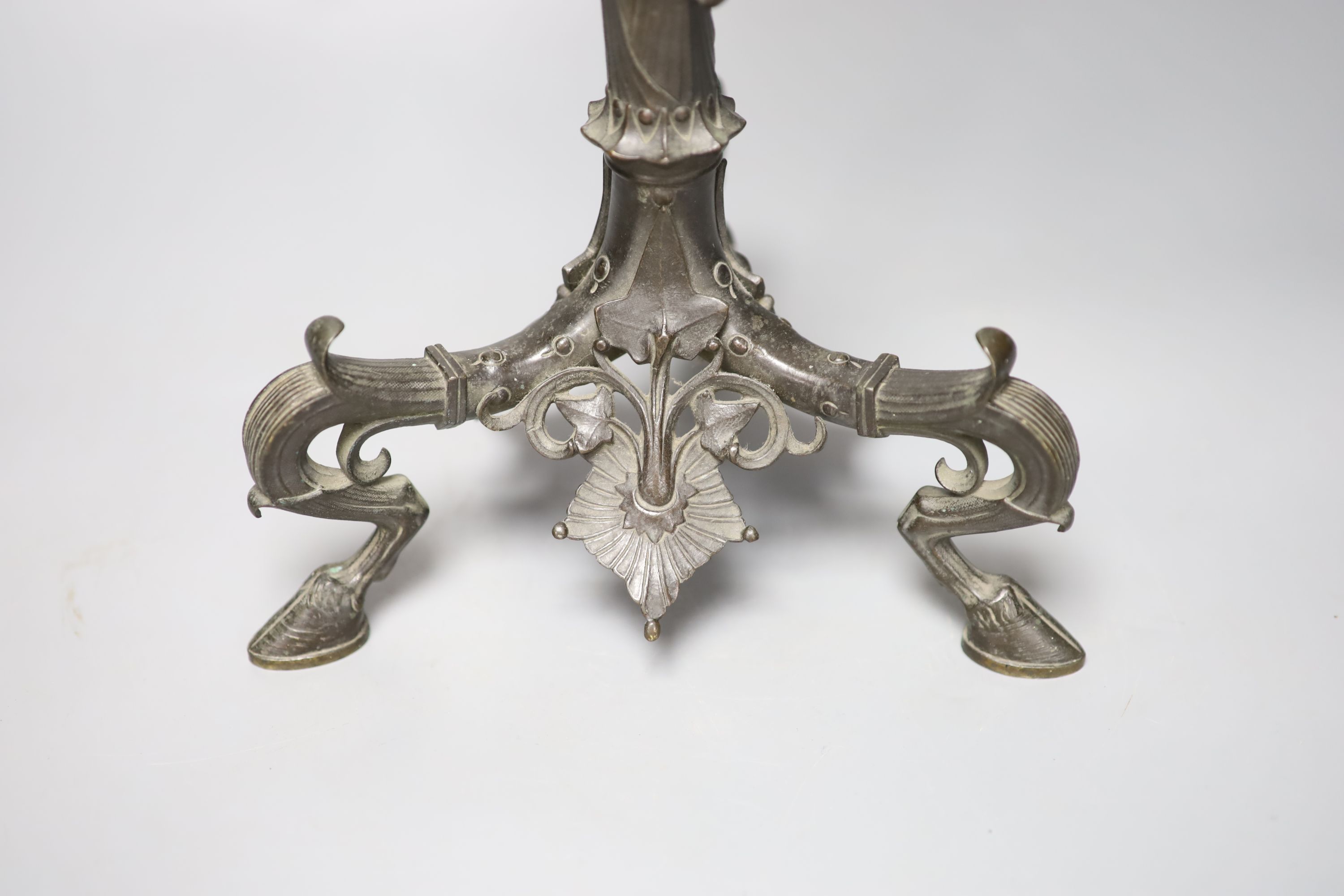 A 19th century bronze six branch candelabra, height 68.5cm - Image 5 of 5